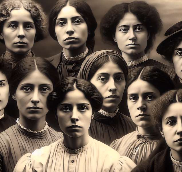 Fotografía histórica de las trece mujeres ejecutadas durante la Guerra Civil en España por su lucha y resistencia. #HistoriaEspañola