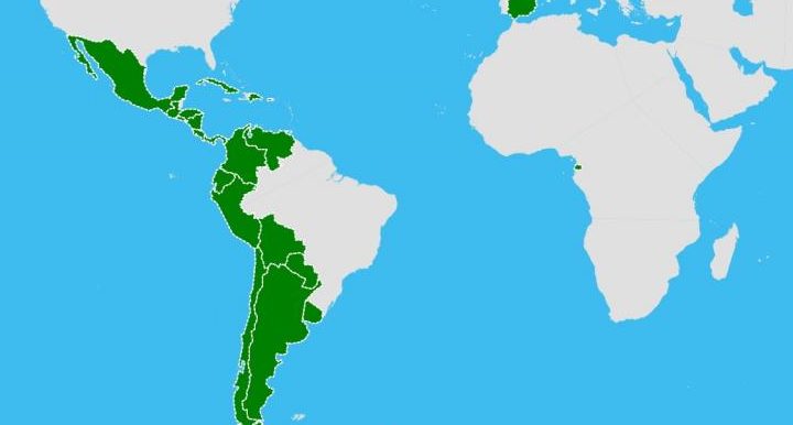 mapa de paises hispanohablantes