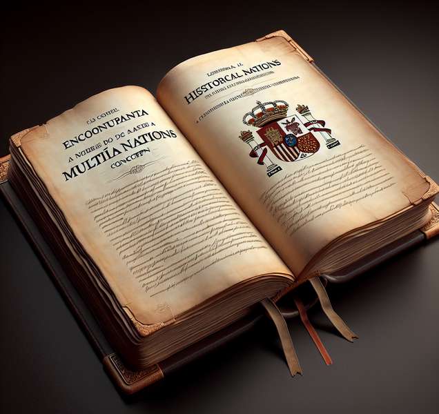 Imagen de una copia de la Constitución española abierta en la página que reconoce la plurinacionalidad y las naciones históricas.