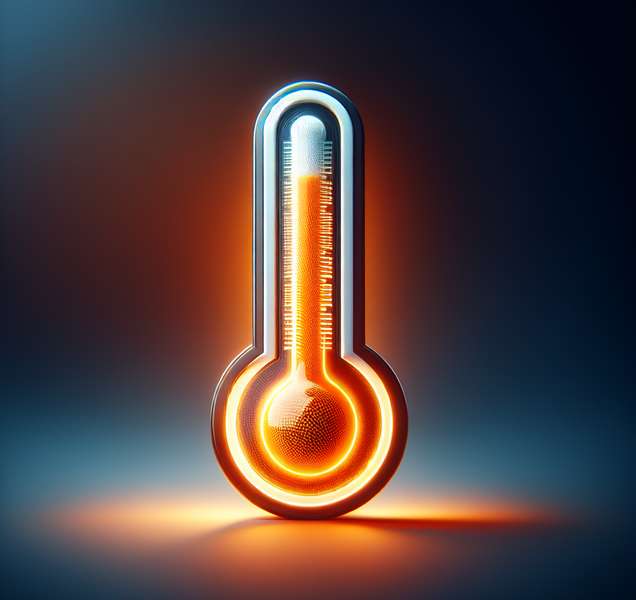Imagen ilustrativa de un termómetro marcando una alta temperatura, representando el aviso naranja por calor y su impacto en la salud pública.
