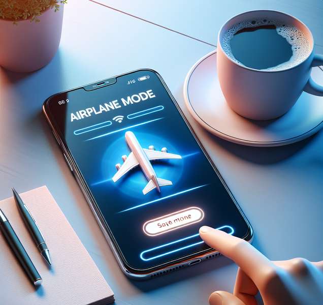 Imagen de un smartphone con la opción 'Modo avión' activada, representando su utilidad en dispositivos electrónicos.