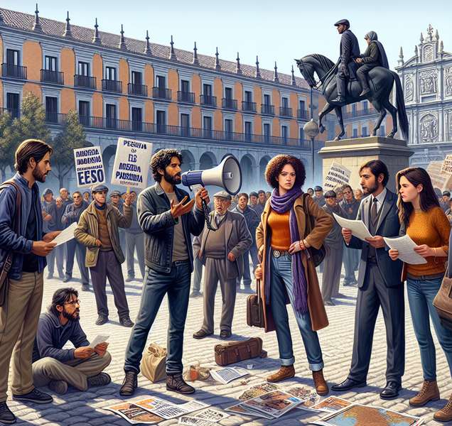 Imagen ilustrativa sobre sedición en España: representación gráfica de un grupo de personas que realizan actividades contra la autoridad.