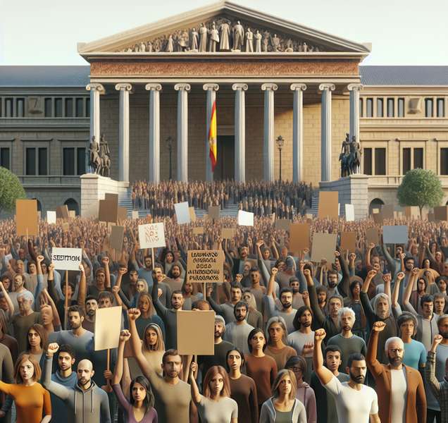 Imagen ilustrativa de personas protestando en España por un artículo sobre la sedición en dicho país y su aplicación